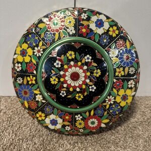 Vintage Rare Lithograph Art Flower Printed Made In Holland Collectible Tin Box